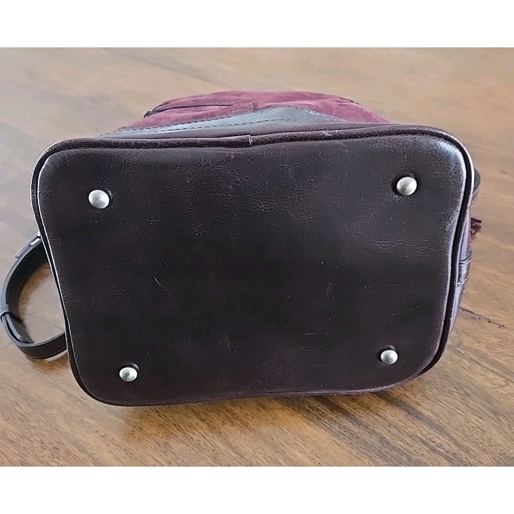 Patricia Nash Melrose Drawstring with Floret Key Fob Plum Nubuck Suede Crossbody - Picture 8 of 16